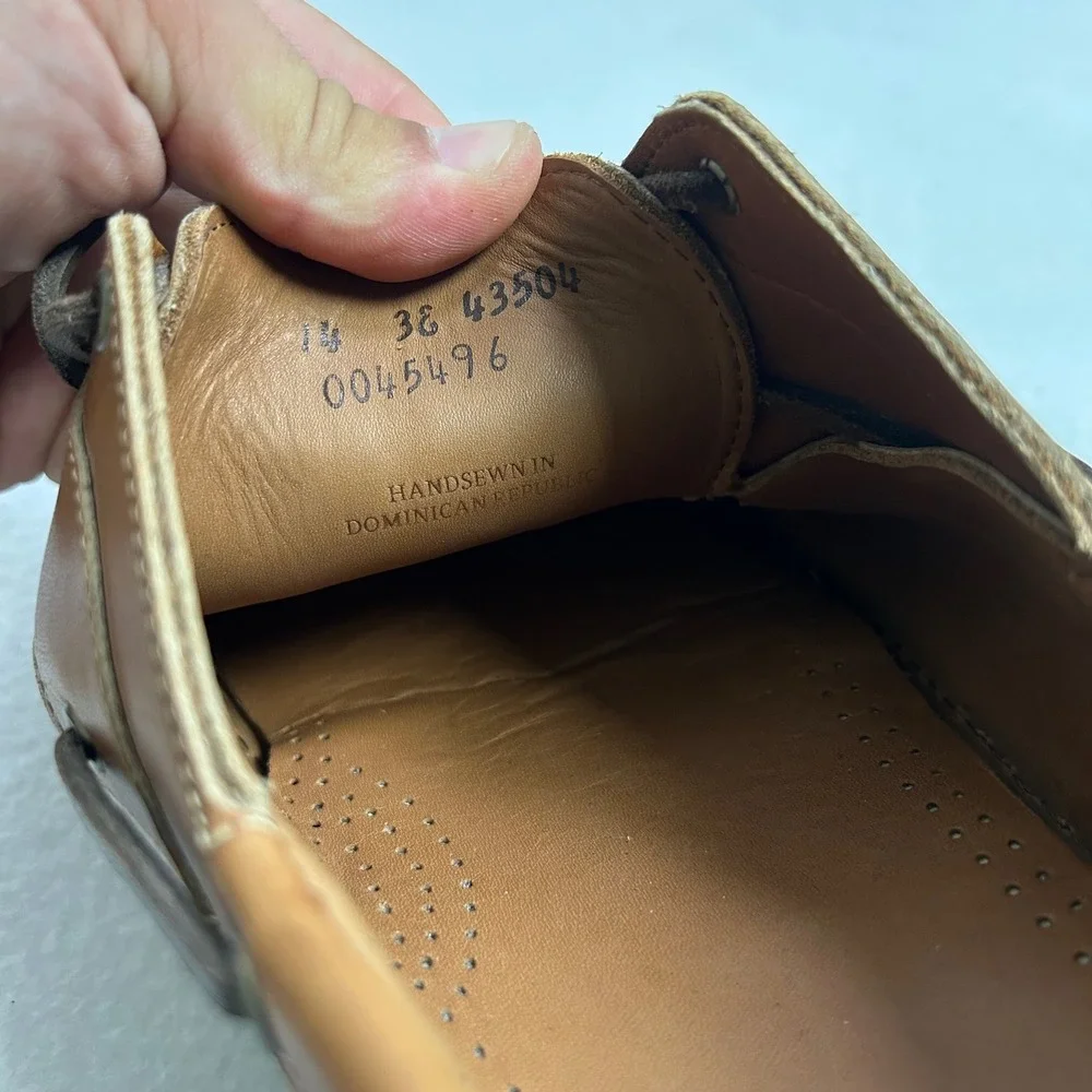 Allen Edmonds Eastport Nautical Coastal Mens 14 D Tan Leather Boat Shoes